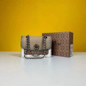 Textured Shoulder Bag With Chain Strap (white)