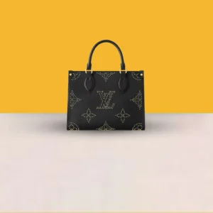 Small LV M46733 On The Go Premium Leather Tote Bag With OG Double Magnetic Box & Dust Bag (Black - 647)
